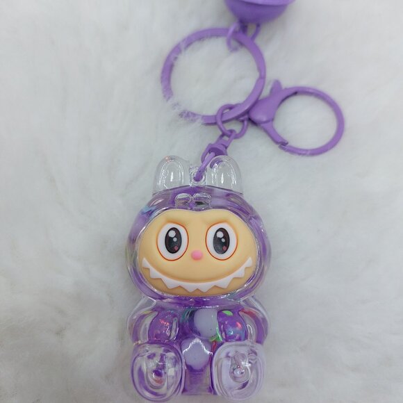 2/$19 Labubu Flowing Sand Exquisite purple keychain with bell - Picture 1 of 9